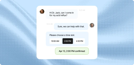 A patient booking an appointment from a website inquiry