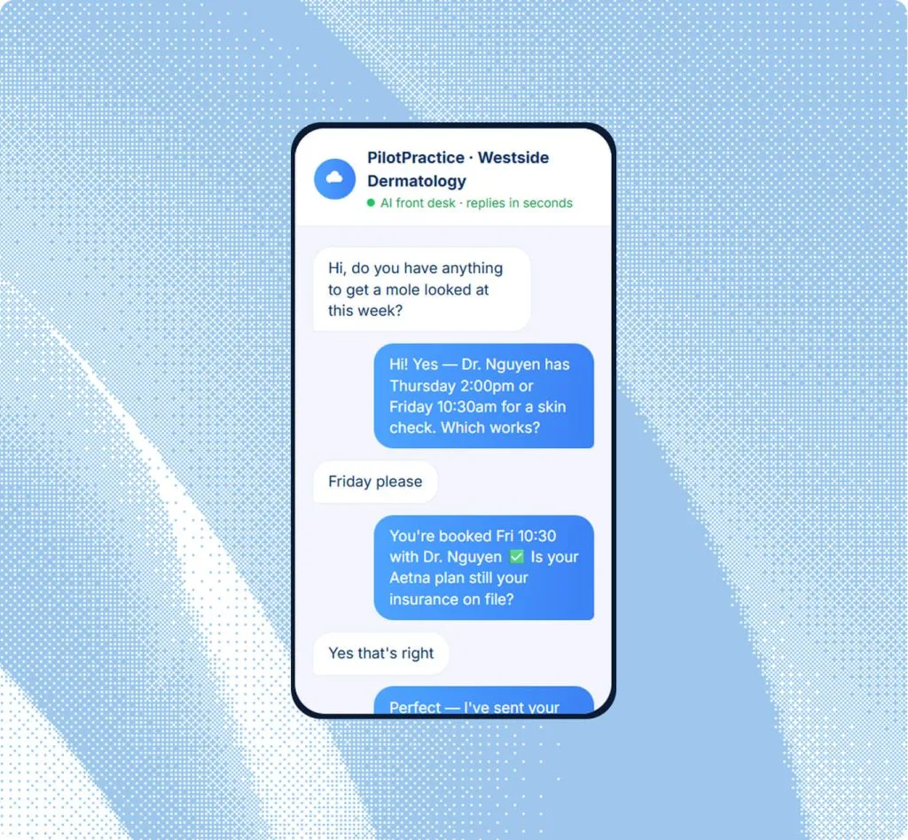 KloudMD AI texting and booking a visit