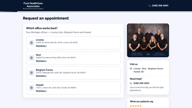 Foot Healthcare Associates online booking