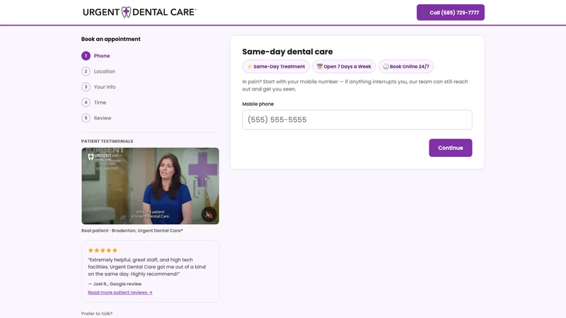 Urgent Dental Care online booking