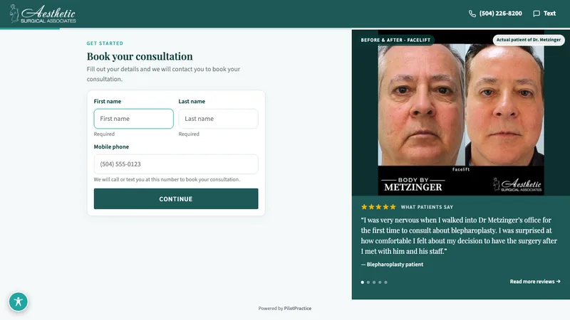 Aesthetic Surgical Associates online booking