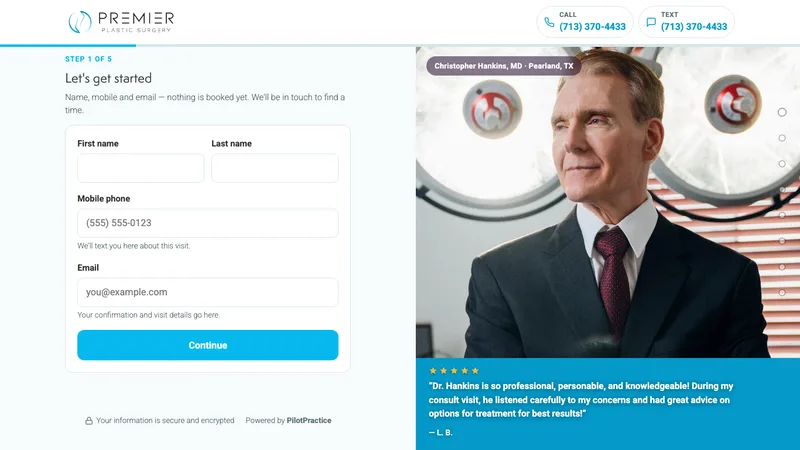 Premier Plastic Surgery online booking